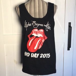 Alpha sigma alpha ΑΣΑ muscle tank black white red Rolling Stones NWT